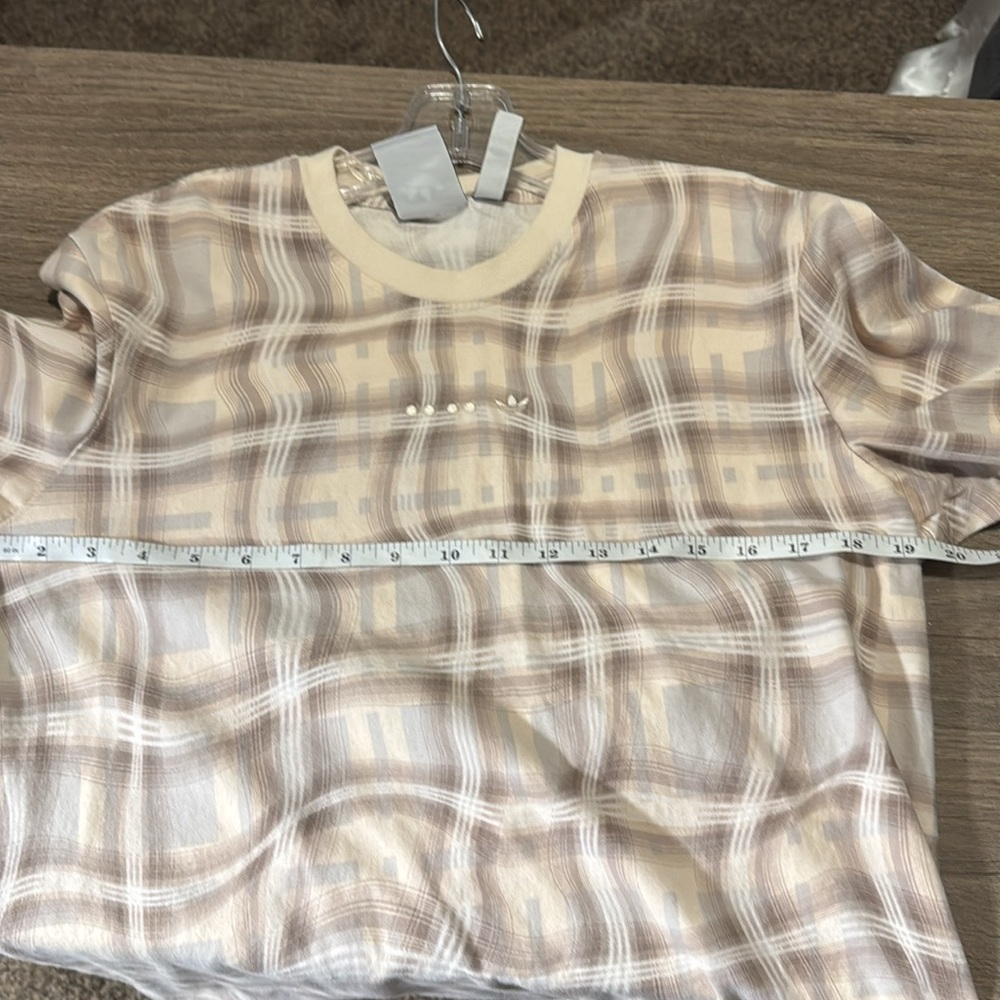Adidas men’s‎ Plaid Long Sleeve Shirt size S 100% cotton brown tan cream